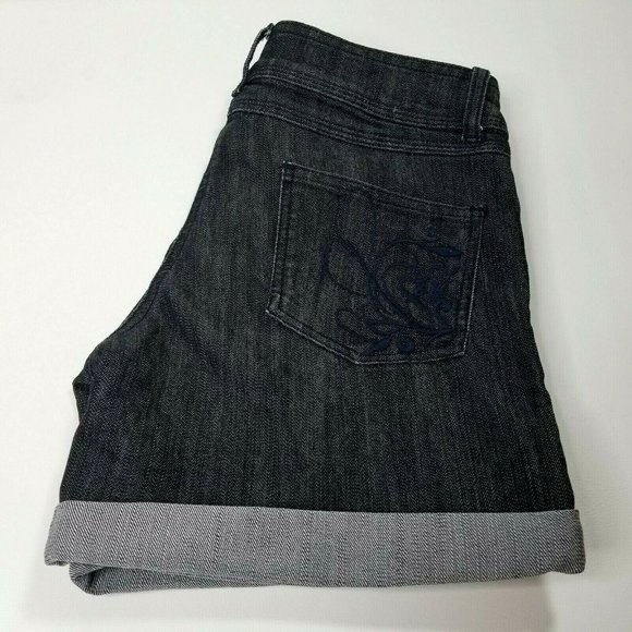 Black Denim Jean Shorts Rolled Cuff N27-0523PM - Picture 6 of 6